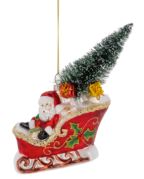 MX197827 Ganz Santa in Sleigh Ornament Glass 0