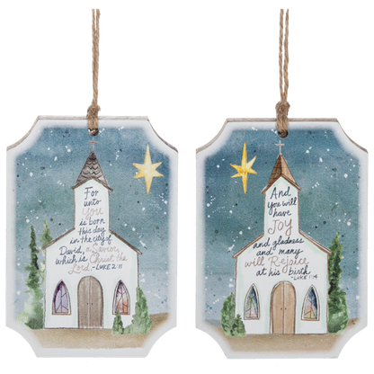 MX202360 Watercolor Church Wood Ornaments 0