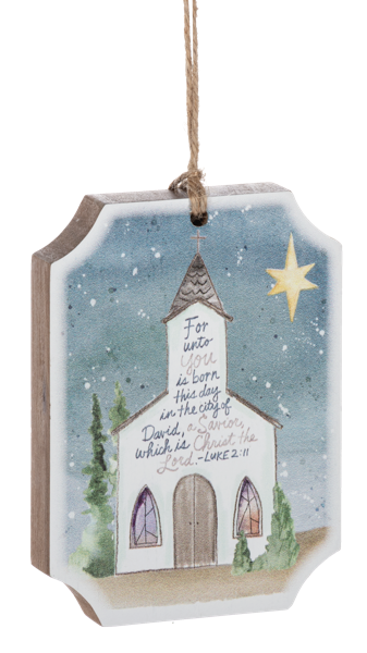MX202360 Watercolor Church Wood Ornaments 0
