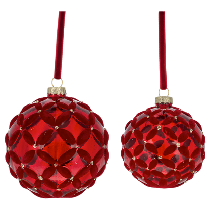 MX202701 Ganz Flocked Basket Weave Ball Ornament Glass 0