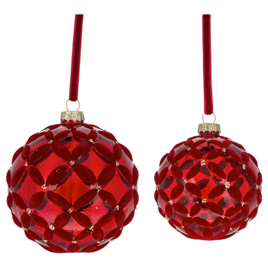 MX202701 Ganz Flocked Basket Weave Ball Ornament Glass 0