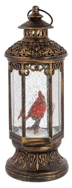 MX203133 LED Light Up Shimmer Rotating Cardinal Lantern 0