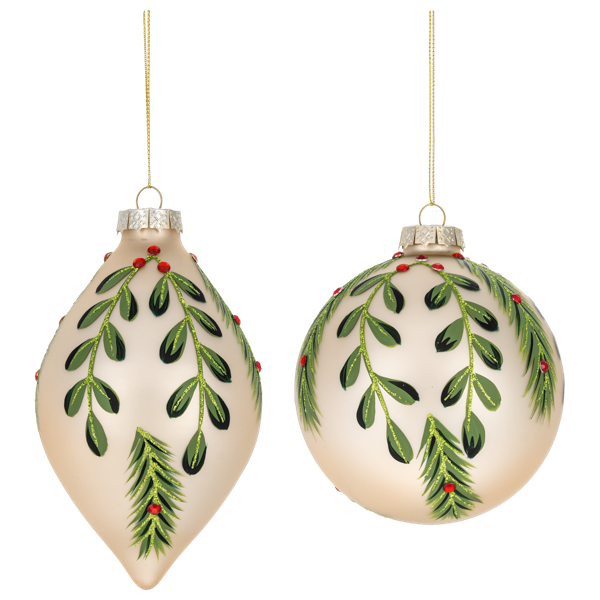 MX203158 Ganz Ivy Pattern Ball & Drop Ornaments 0