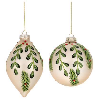 MX203158 Ganz Ivy Pattern Ball & Drop Ornaments 0
