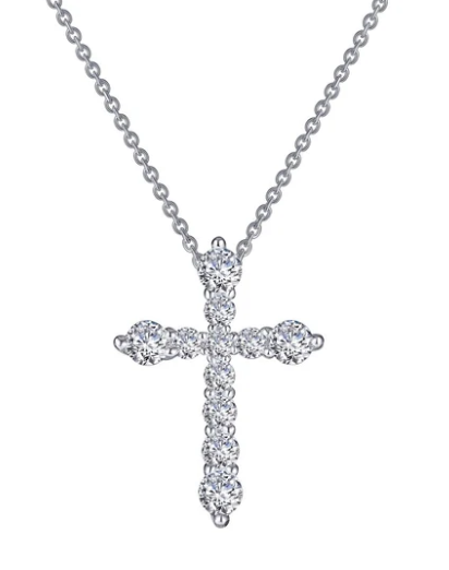 P0207CLP18 Lafonn Sterling Silver 0.67 CTW Lassaire Stone Cross Pendant Necklace 0