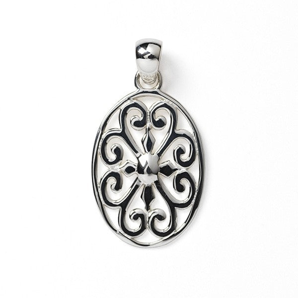 740 DER P204 Southern Gates Sterling Silver Oval Heart Scroll Pendant 0