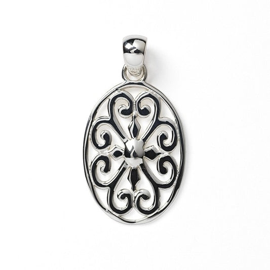 740 DER P204 Southern Gates Sterling Silver Oval Heart Scroll Pendant 0