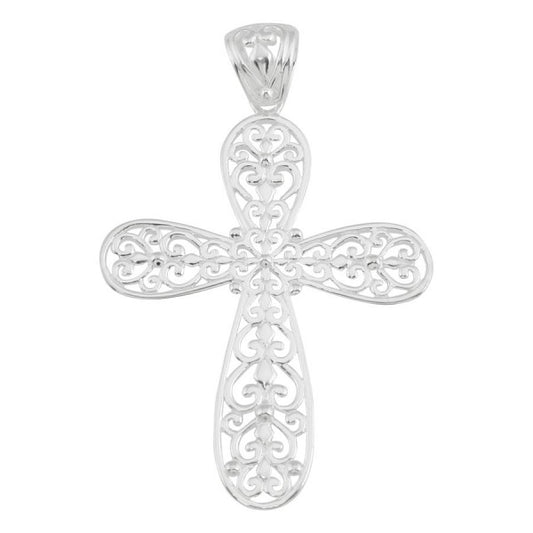 740 DER P211 Southern Gates Sterling Silver Large Filigree Cross Pendant 0