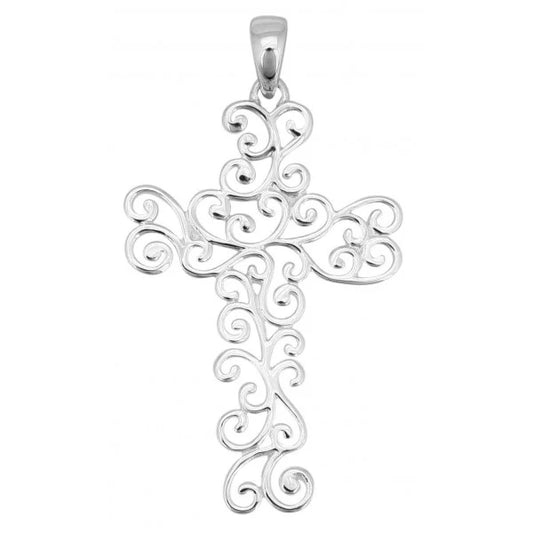 740 DER P861SM Southern Gates Sterling Silver Small Swirl Cross Pendant 0