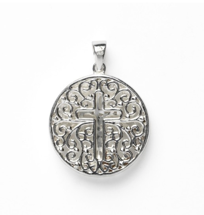 southern-gates Double Sided Round Tree and Cross Pendant