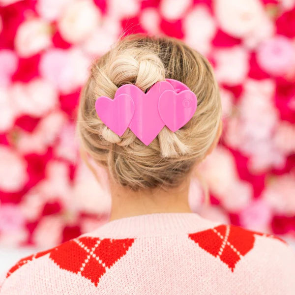 Teleties Pink Heart to Heart Flat Hair Clip