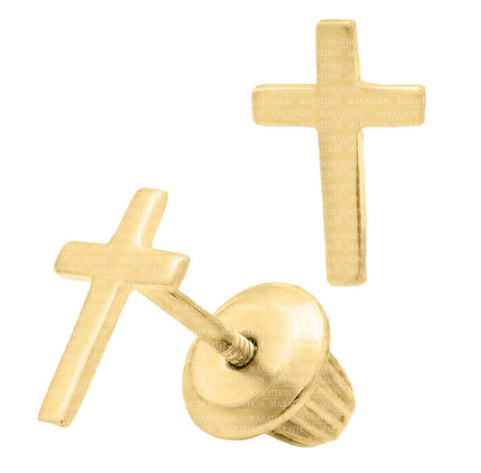 Kids 14K Gold Filled Cross Safety Earrings