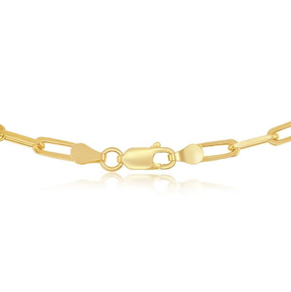 16" Sterling Silver 3.2mm Paper Clip Chain - Gold Plated