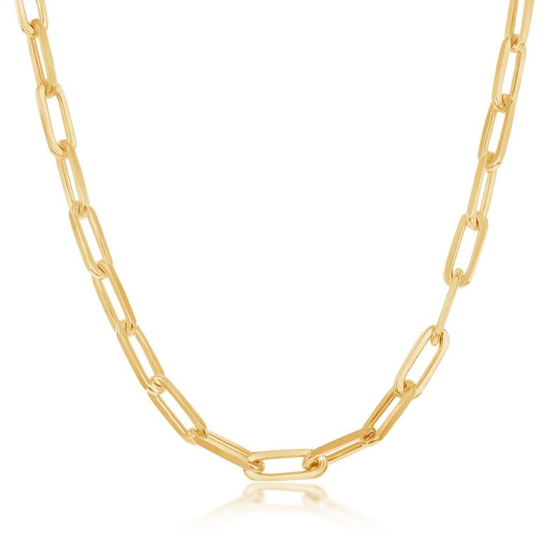Sterling Silver Gold Plated 3.2mm Paper Clip Chain - 20"