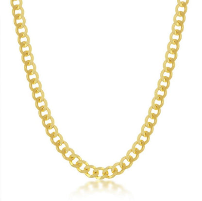 Sterling Silver Gold Plated 4.5mm Cuban Chain - 20"