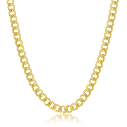 Sterling Silver Gold Plated 4.5mm Cuban Chain - 24"