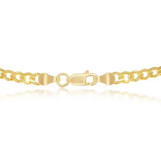 Sterling Silver Gold Plated 4.5mm Cuban Chain - 20"