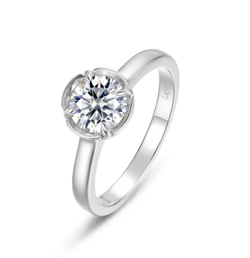 R0586CLP Lafonn Sterling Silver Blossom Cradle Solitaire Ring 0