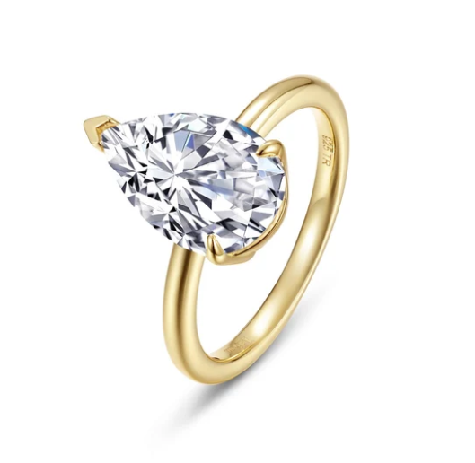 R0592CLG Lafonn Gold Plated Sterling Silver Poise Pear 2.99CTW Lassaire Stone 0