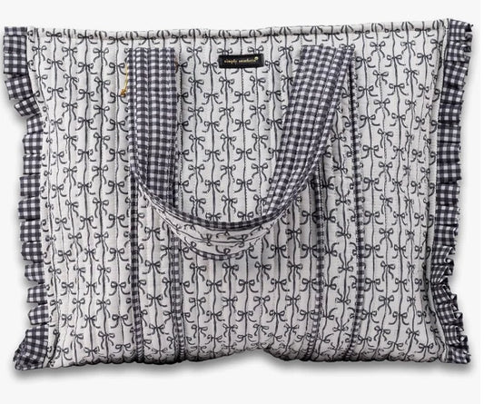 0126-BAG-QLTD-TOTE-BLKBOW Simply Southern Tote Bag Black Bow