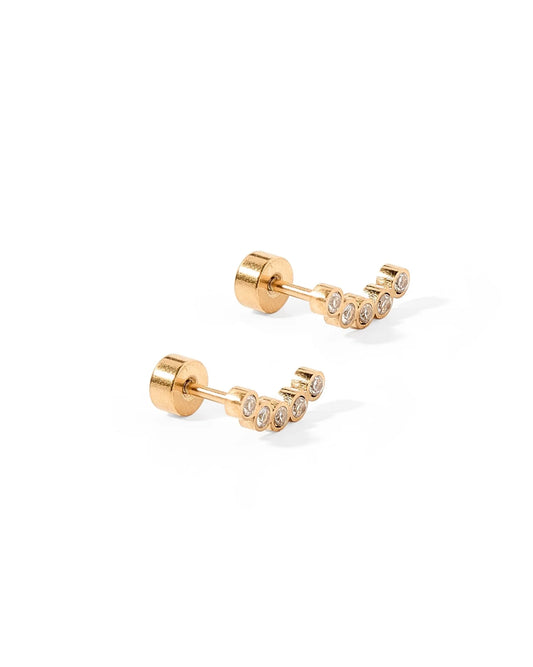 LINNY2708 Abigail Sparkle Gold Tone Screwback Earring