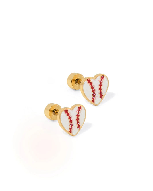 LINNY2753 Baseball Gold Tone Screwback Earring
