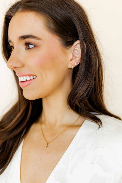 LINNY2345 Screwback Stud Earrings - Clara Cross Gold Sparkle Flatback 0