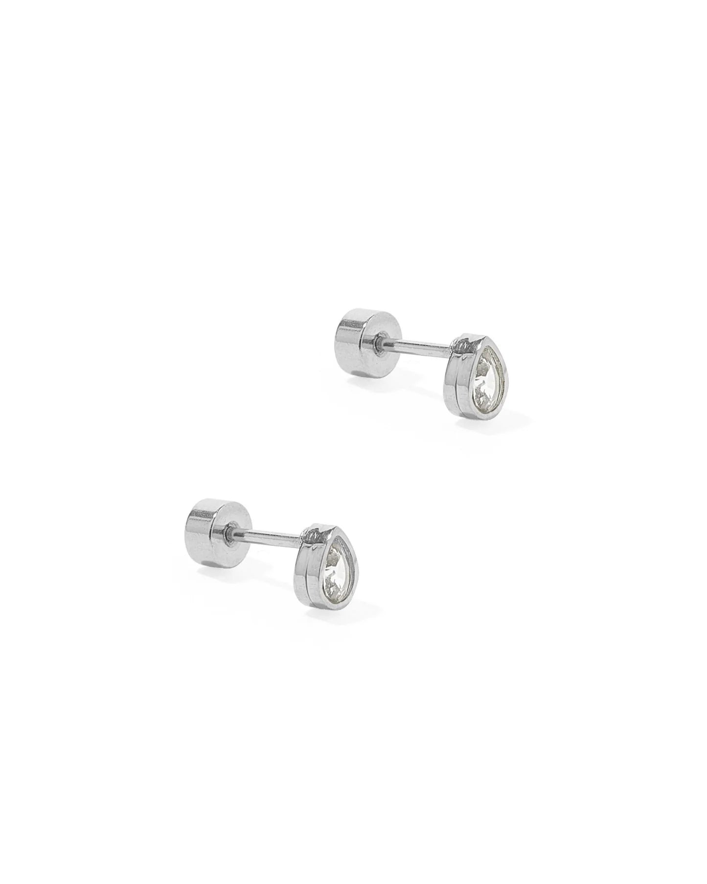 LINNY2843 Linny Co Paloma Pear Silver Screwback Earring