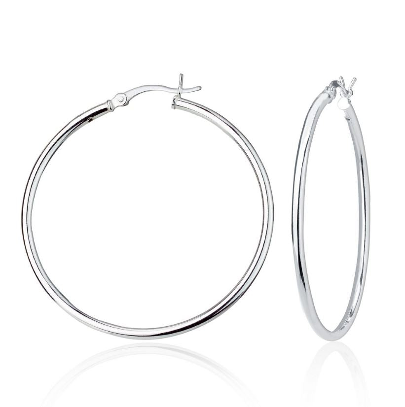 Sterling Silver Hoop Earrings - 2x45MM