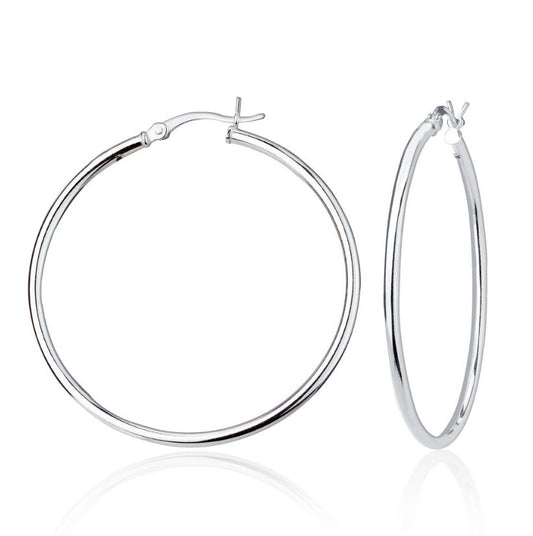 Sterling Silver Hoop Earrings - 2x45MM