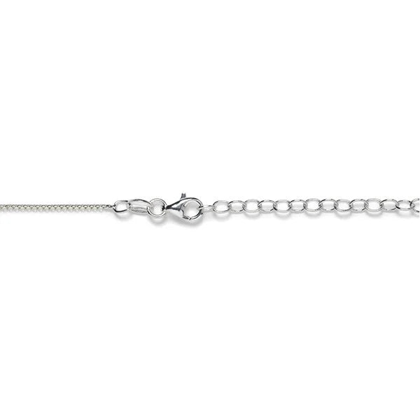 714 ALL63 Southern Gates Sterling Silver 1mm Rounded Box Rhodium Pendent Chain with extender 16+2 0