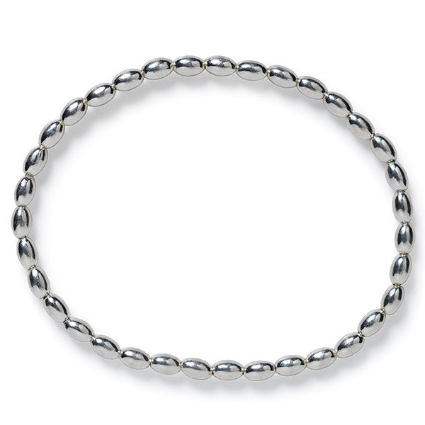 722 DER B336 Southern Gates Sterling Silver 6in 3mm Rice Bead Stretch Bracelet 0
