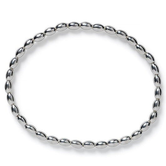 722 DER B336 Southern Gates Sterling Silver 6in 3mm Rice Bead Stretch Bracelet 0