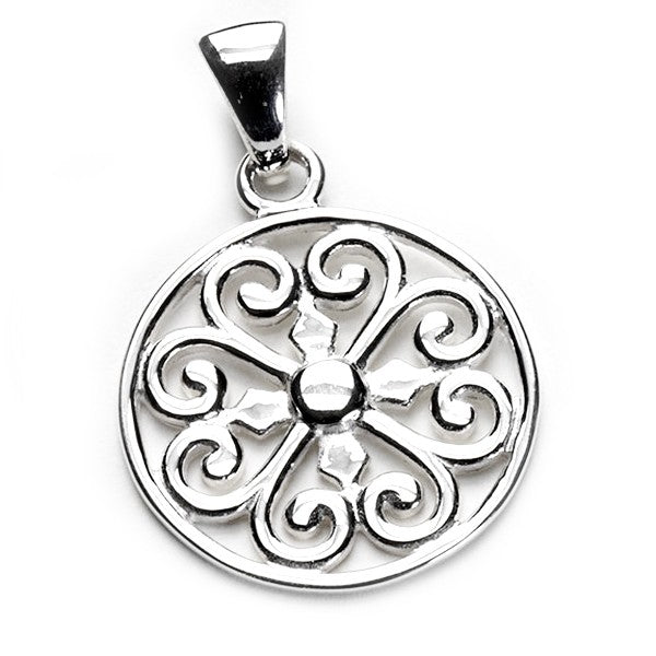 740 DER P177 Southern Gates Sterling Silver Large Round Heart Scroll Pendant 0