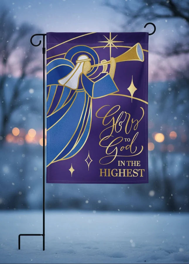 LUH2SGF26 Evergreen Glory To God Lustre Garden Flag 0