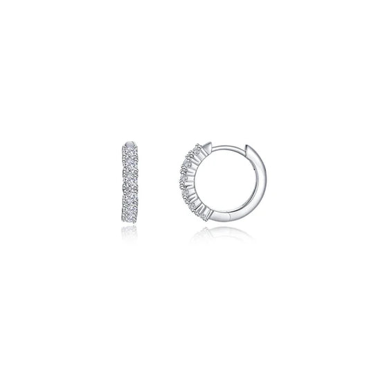 E0646CLP Lafonn Sterling Silver .60CTW Lassaire Small Alexa Hoop Earrings 0