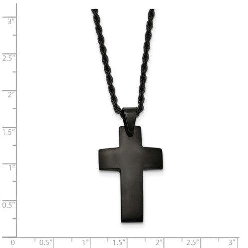 Stainless Steel Black Plated Cross Necklace