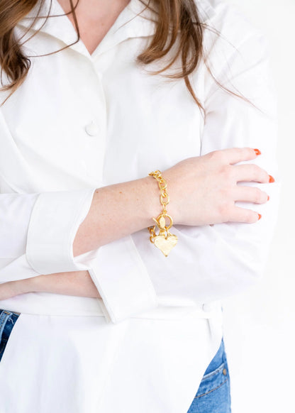 2510HG SUsan Shaw Gold Plated Heart Toggle Bracelet