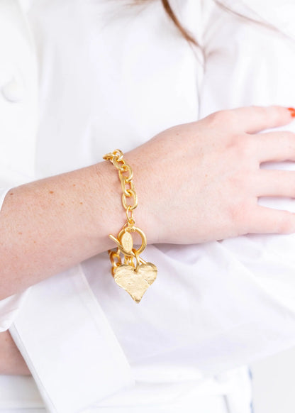 2510HG SUsan Shaw Gold Plated Heart Toggle Bracelet
