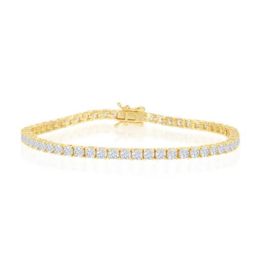 Sterling Silver Gold Plated CZ Tennis Bracelet