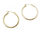10k Yellow Gold 25mm/2mm Tubular Hoop Earrings