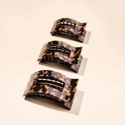 TT-FCM03-001 Teleties Tortoise Medium Flat Rectangle Hair Clip