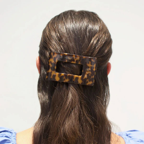 TT-FCM03-001 Teleties Tortoise Medium Flat Rectangle Hair Clip