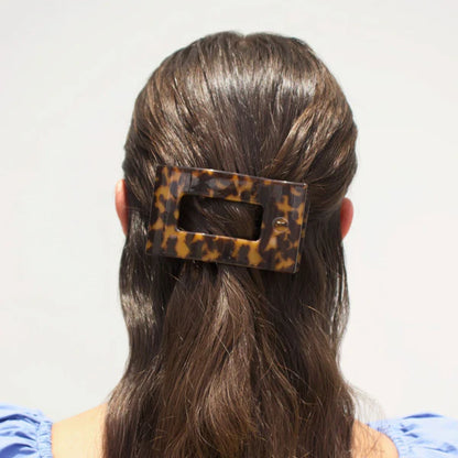 TT-FCM03-001 Teleties Tortoise Medium Flat Rectangle Hair Clip