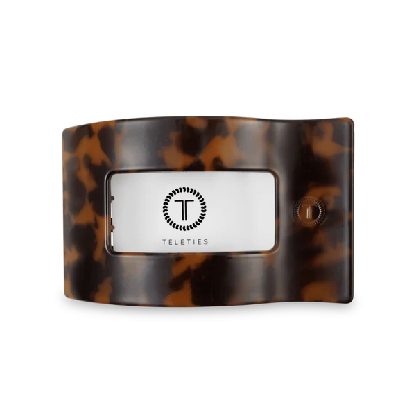 TT-FCM03-001 Teleties Tortoise Medium Flat Rectangle Hair Clip