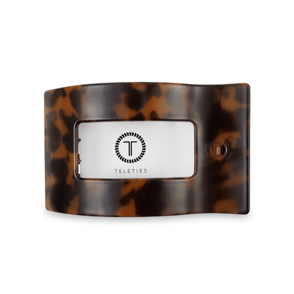 TT-FCM03-001 Teleties Tortoise Medium Flat Rectangle Hair Clip