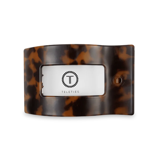 TT-FCM03-001 Teleties Tortoise Medium Flat Rectangle Hair Clip