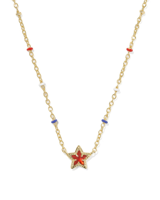 9608888241 Kendra Scott Mini Cassidy Short Necklace in Gold Red Illusion