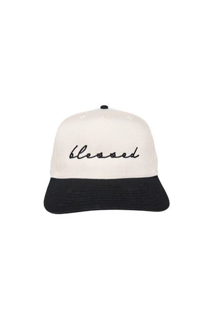 KDC-BC-671 Katydid Blessed (Cursive) Two-Toned Hats Black Tan 0