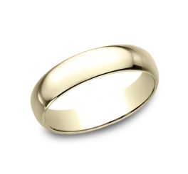 Benchmark 10K Yellow Gold Regular Dome Classic Fit 5mm Band - Size 10